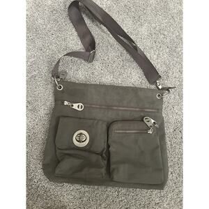 Baggallini Sydney Crossbody Travel Bag Gray Brown Nylon‎ Packable Unisex
